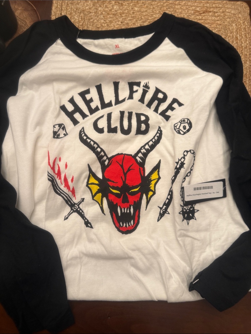 Hellfire Club Graphic Raglan Tee - Red, Black, Yellow